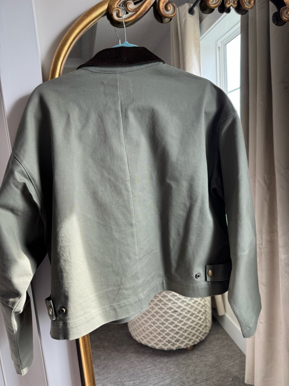 Lucky Brand Sage Green Jacket with Brown Corduroy Trim - Picture 3 of 3